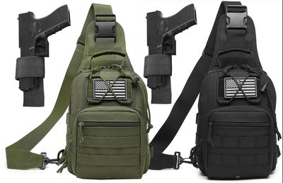 ATBP Small Tactical Sling Bag for Men with Holster Military EDC Shoulder Bag CCW Crossbody Bag 7 Liters