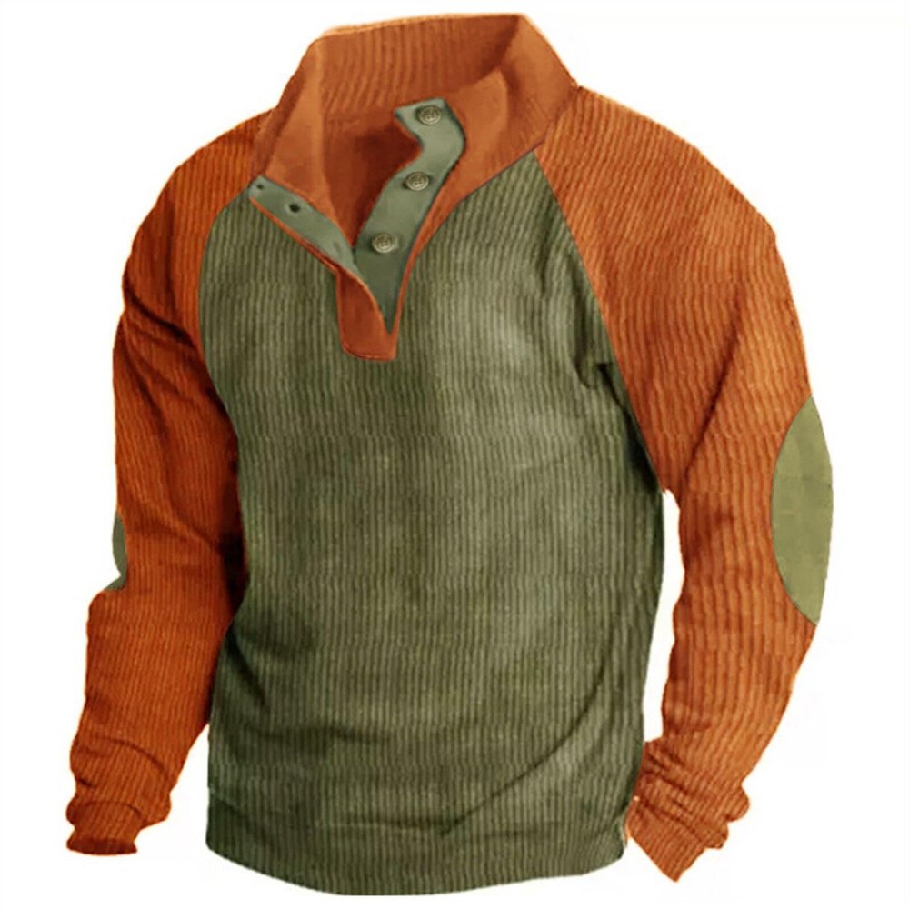 Mens Shirts Casual Stylish Long Sleeve Mens Pullover Sweater Slim Fit Button Down Collar Warm Winter Sweatshirts with Pockets J-AG Medium