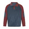 Mens Cream Sweater Long Sleeve Lapel Collar Corduroy Pullover Fall Western Style Lightweight Patchwork Sweatshirt with Elbow Patches J-Navy 3X-Large view 2