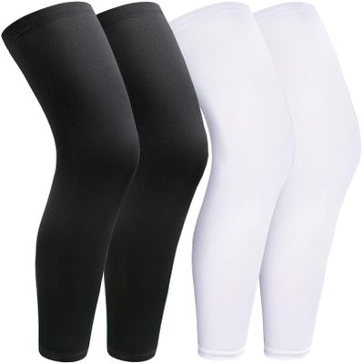 smilixin 2 Pairs Leg Sleeves,Full Leg Compression Sleeve for Men Women,Long Knee Sleeve with Anti-slip Silicone Strips (L)