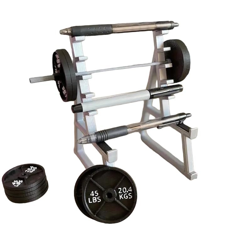 SEDLAV Deep Squat Rack Pen Holder With Barbell and Dumbbell Barbell Pen Holder, Desktop Organizer Desk Organizer, Creative for Fitness Weightlifting Enthusiasts.