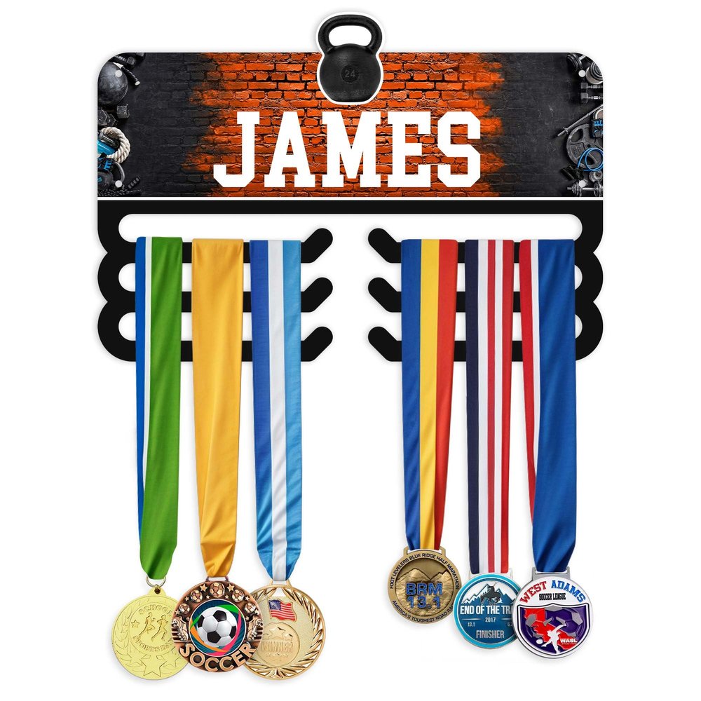 My Sign Center Medal Hanger Holder Display Rack Custom Fitness Theme for Medal and Awards Ribbons, 13x19 Inches, Rust Free DiBound, Fade Resistant, Made in USA
