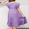 blibean Girls Dresses Summer Sleeveless Sundress Ruffled Boho Tween Cute Round Neck A-line Tiered Dresses Kids Casual Pockets Swing Clothes Solid Dressy Outfit Size 10-11 Years Old Lavender Purple view 3