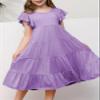 blibean Girls Dresses Summer Sleeveless Sundress Ruffled Boho Tween Cute Round Neck A-line Tiered Dresses Kids Casual Pockets Swing Clothes Solid Dressy Outfit Size 10-11 Years Old Lavender Purple view 4