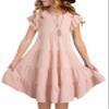 blibean Girls Dresses Summer Sleeveless Sundress Ruffled Boho Tween Cute Sun Dress A-line Tiered Dresses Kids Casual Pockets Swing Clothes Solid Flowy Outfit Size 6-7 Years Old Soft Pink view 1