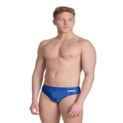 ARENA Mens Swim Brief Hydrangea Bouquet Team Print MaxLife Athletic Swimwear Professional Training Swimsuit Sports Bathing Suit, Team Royal, US Size 26