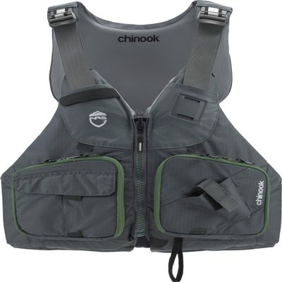 NRS Chinook Fishing Life Jacket for Fishing | Adult USCG Type III PFD | Mesh Back Front Zip Vest with Pockets for Rafting, Kayaking, Paddling