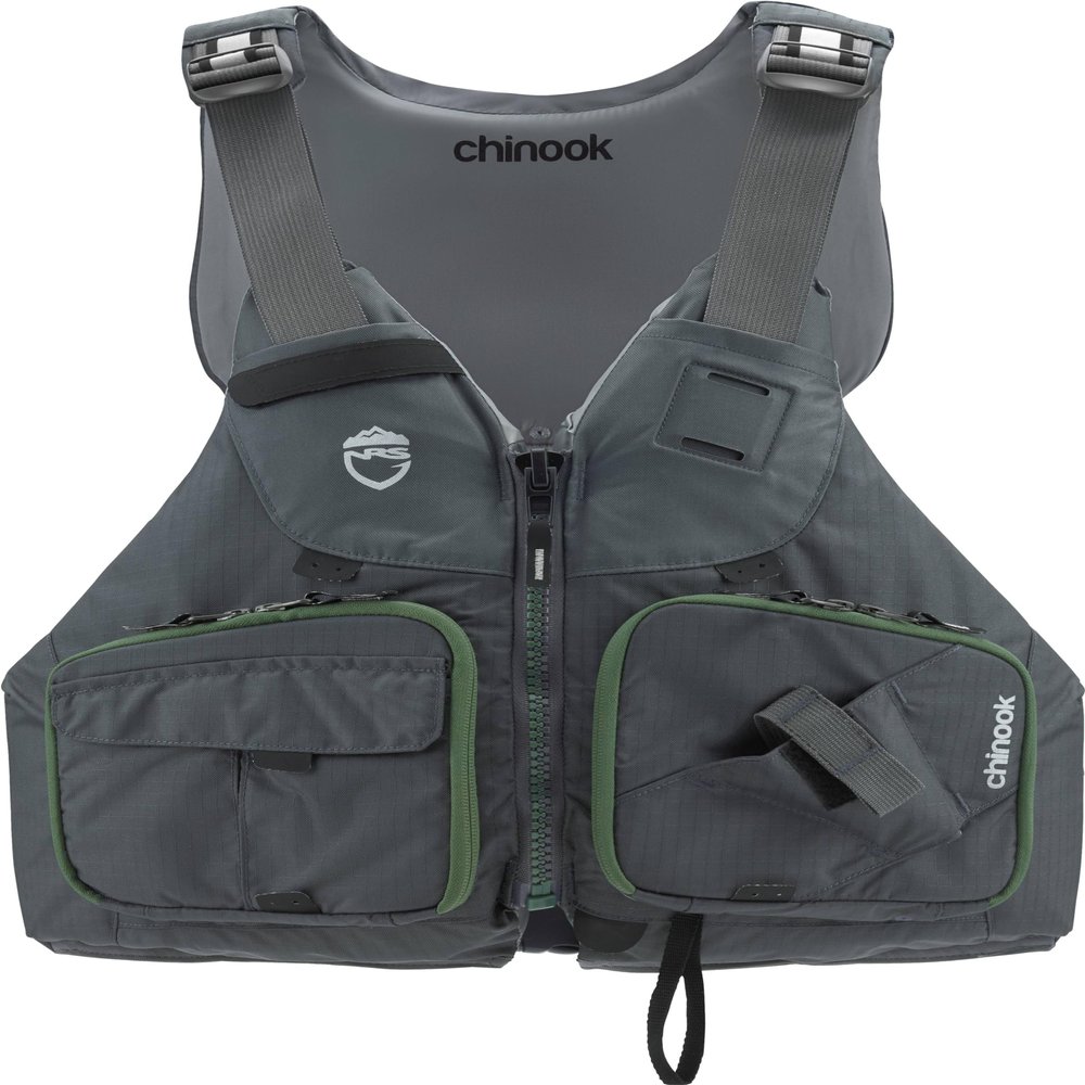 NRS Chinook Fishing Life Jacket for Fishing | Adult USCG Type III PFD | Mesh Back Front Zip Vest with Pockets for Rafting, Kayaking, Paddling