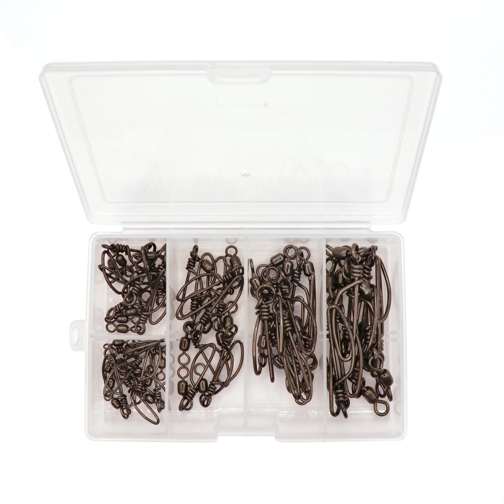 Clarkspoon Fishing Snap Swivel Assortment Kit w/Box - 50 pcs