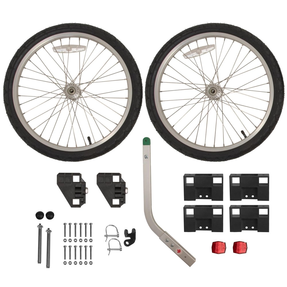 WIKE DIY Flatbed Bike Trailer Kit - DIY Cargo Bicycle Trailer, Frame Material not Included: Includes Wheels, towbar, Corner connectors, Bike Hitch, Nuts + Bolts. - max Finished Size: 36" x 72"