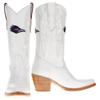 Vaccari Women's Leighton Genuine Leather UT SA Roadrunners Embroidery Pointed Toe Cowgirl Boots - White - 6.5 B view 2