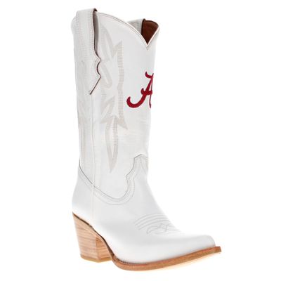 Vaccari Women's Leighton Genuine Leather Alabama Embroidery Pointed Toe Cowgirl Boots - White - 7.5