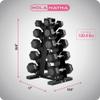 HolaHatha Hexagonal Rubber Dumbbell Weights Set with Rack, Home Gym Equipment, 100 Lbs, Black - Portable Weighted Exercise Dumbbells for Fitness, Training, and Lifting Workouts view 3