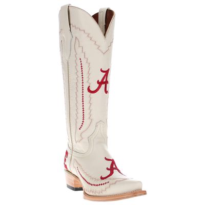 Vaccari Women's Naomi Genuine Leather Alabama Embroidery Snip Toe Cowgirl Boots - Bone - 6 B