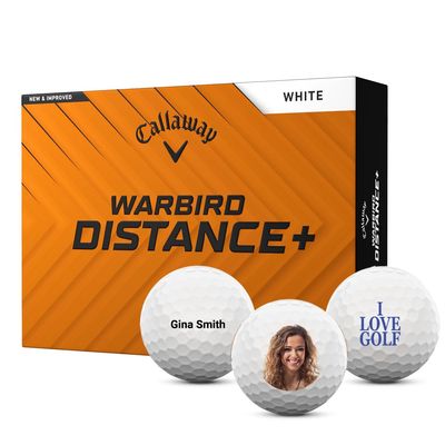 Callaway Warbird Distance + Personalized Golf Balls - Customized with Picture, Logo, Text - 12 Pack - 2 Pole