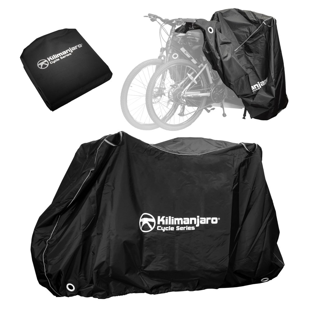 Kilimanjaro Bicycle Cover for 2 Bikes Heavy Duty Ripstop Outdoor Bike Storage with UV Protection, Dual Lock Positions, Drawstrings & Buckles Includes Storage Bag 910536ECE