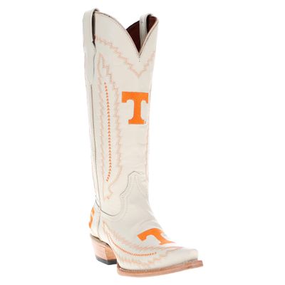 Vaccari Women's Naomi Genuine Leather TN Volunteers Embroidery Snip Toe Cowgirl Boots - Bone - 8.5 B
