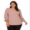 Adrianna Papell Diffusion Women's 3/4 Smocked Sleeve Solid Top, Bark, 2X view 1