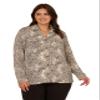 Adrianna Papell Diffusion Women's Knit Utility Top with Long Sleeves and Chest Pockets, Cream Simple Snakeskin, 1X view 1