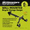 Kilimanjaro Bicycle Wall Mount  Heavy-Duty Bike Storage Rack with Extendable Arms, Flexible TPE-Coated Cradles, Sturdy Steel Construction  Holds Up to 55 lbs  910535ECE view 3
