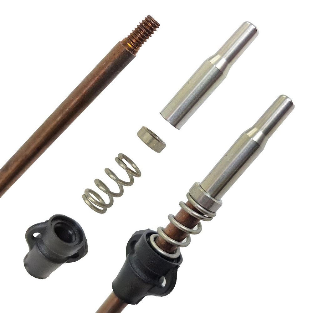 SPEARFISHING WORLD 9/32 (7mm) Pneumatic Speargun Shafts 17-4PH Hardened Stainless Steel with 6 mm Threads - Includes Slide Ring, Spring and Adapter (Mares Cyrano, 28 for 65cm Spearguns)