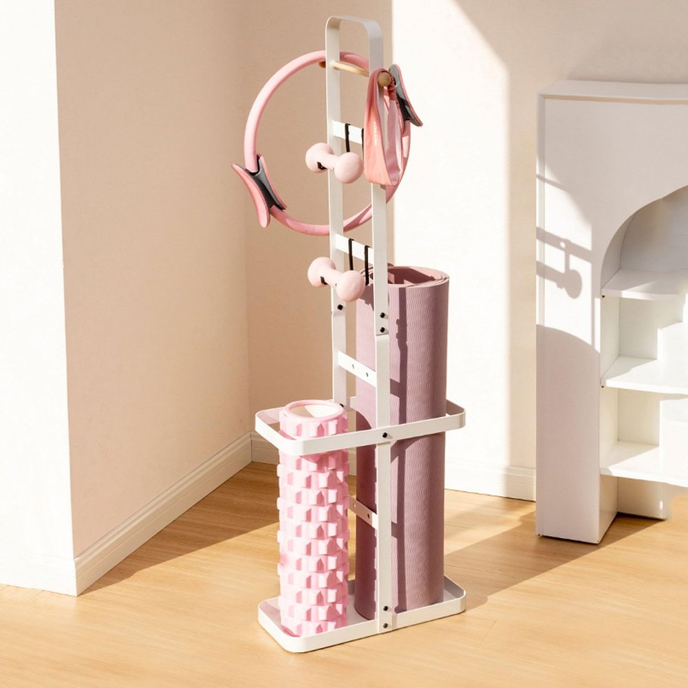 FEITJMMW Exercise Equipment Storage Rack Yoga Mat Fitness Equipment Organizing Basket Home Dumbbell Foam Shaft Sandwich Shelf
