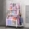 FEITJMMW Sports Fitness Equipment Storage Rack with Wheels, Home Yoga Mat Storage Basket, Living Room Basketball Badminton Class Shelf view 1