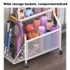 FEITJMMW Sports Fitness Equipment Storage Rack with Wheels, Home Yoga Mat Storage Basket, Living Room Basketball Badminton Class Shelf view 4