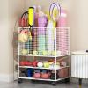 FEITJMMW Yoga Mat Organizer with Universal Wheels Fitness Equipment Sports Equipment Storage Rack Home Put Badminton Racket Seam Removable Shelf view 1