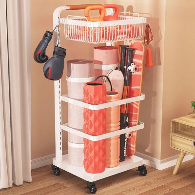 FEITJMMW Metal Yoga Mat Storage Rack, Home Gym Storage Rack Yoga Mat Holder, Workout Storage for Yoga Mat, Foam Roller, Gym Organizer Gym Equipment Storage for Home Exercise and Fitness Gear