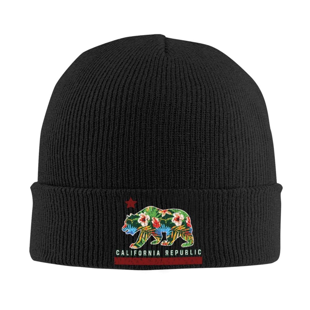 California Republic California Bear I Love Califor Beanie Hat Men Knit Skull Cap Women Knitted Hat Slouchy Hat Black
