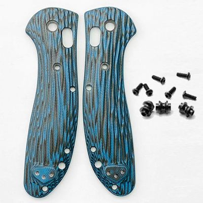 1 Pair Scales Handle Fits for Benchmade Griptilian 551, G10 Handle Patch with 3 Sets Screws Black Blue