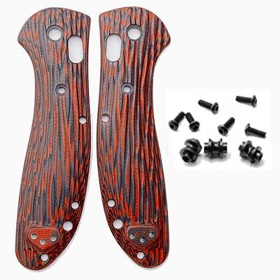 1 Pair Scales Handle Fits for Benchmade Griptilian 551, G10 Handle Patch with 3 Sets Screws Black Red