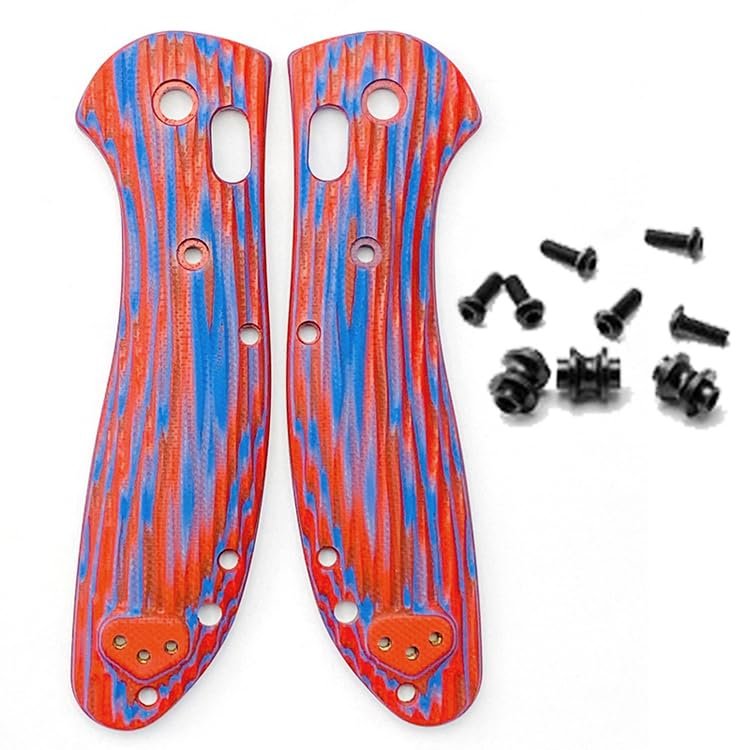 1 Pair Scales Handle Fits for Benchmade Griptilian 551, G10 Handle Patch with 3 Sets Screws (Size : Blue red)