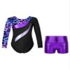 Manyakai Kids Girls Long Sleeve Gymnastics Leotard with Shorts Ballet Unitard 2 Piece Dance Outfits Neon 10 Years view 2