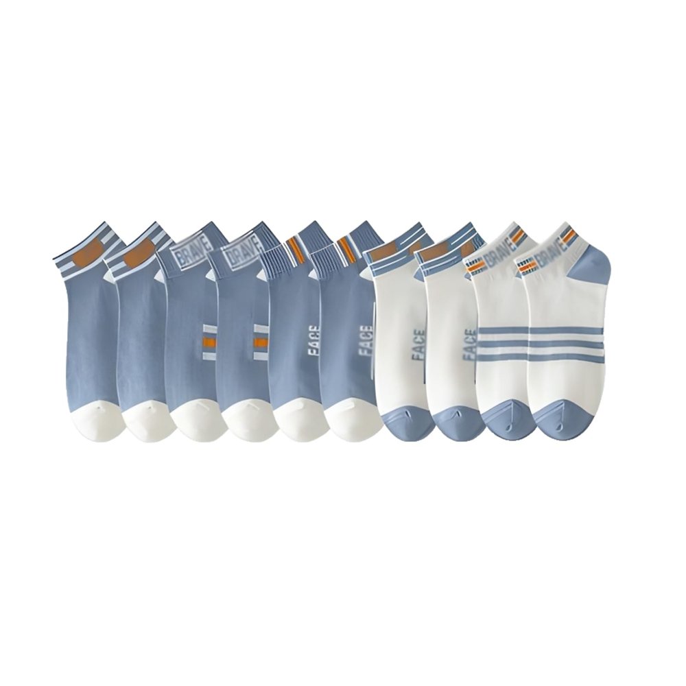 WEAREZ 10 Pairs Of Men's Socks, Spring And Fall Cotton Thin Breathable Medium Short Sports Socks