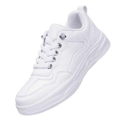 Boys Girl's Flexible Outdoor Breathable Cheerleading Sneakers Water Proof Lace up Soft Non-Slip (White, 1 Big Kids)