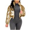 Womens Winter Coats Cropped Puffer Jackets Lightweight Quilted Bubble Stand Collar Zip Up Short Down Coats Padded Parka view 1
