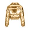Womens Winter Coats Cropped Puffer Jackets Lightweight Quilted Bubble Stand Collar Zip Up Short Down Coats Padded Parka view 2