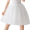 AiberLisha Midi Length Princess Tulle Tutu Skirt for Prom Party White 5XL