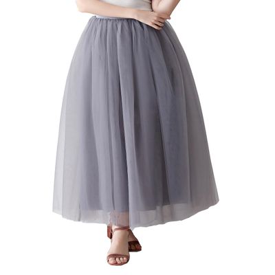 AiberLisha Womens A line Maxi Princess Tulle Tutu Skirt for Prom Party Grey 4XL