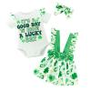 Baby Girls My First St Patricks Day Outfit Green Ruffles Romper Lucky Clover Shamrock Dress Skirt Sets 0-18Months (Green, 9-12 Months) view 1