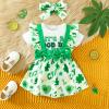 Baby Girls My First St Patricks Day Outfit Green Ruffles Romper Lucky Clover Shamrock Dress Skirt Sets 0-18Months (Green, 9-12 Months) view 3