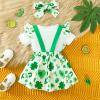 Baby Girls My First St Patricks Day Outfit Green Ruffles Romper Lucky Clover Shamrock Dress Skirt Sets 0-18Months (Green, 9-12 Months) view 4