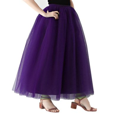 AiberLisha Womens A line Maxi Princess Tulle Tutu Skirt for Prom Party Purple 3XL