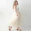 AiberLisha Womens A line Maxi Princess Tulle Tutu Skirt for Prom Party Light Champagne 5XL view 2