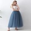 AiberLisha Womens A line Maxi Princess Tulle Tutu Skirt for Prom Party Dusty Blue 5XL view 4
