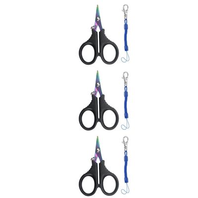 tooloflife 3 Pieces Fishing Scissors Fishing Tool Kit Portable Braided Line Cutter Stainless Steel with Titanium Coating Fishing with Hook and Anti-Lost Lanyards for Fishing Trimming