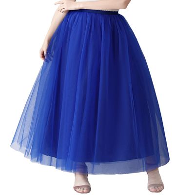 AiberLisha Womens A line Maxi Princess Tulle Tutu Skirt for Prom Party Royal Blue 5XL