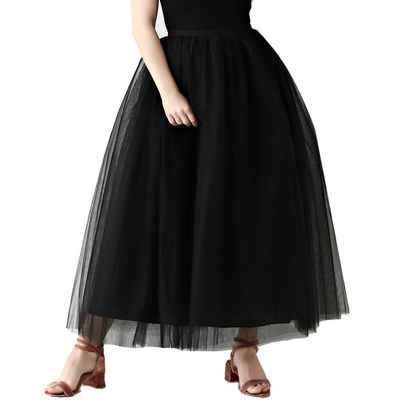AiberLisha Womens A line Maxi Princess Tulle Tutu Skirt for Prom Party Black 5XL